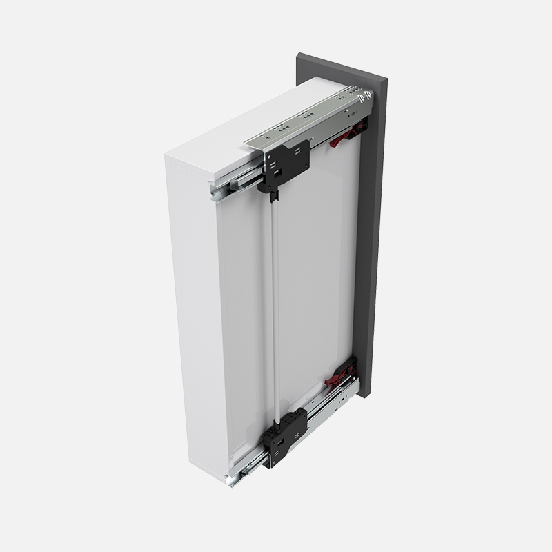Push to open full extension undermounted slide with synchronization rod