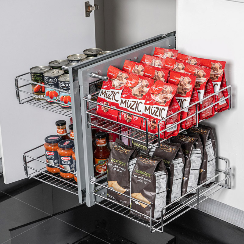 Full Open Kitchen Show Hand Corner Wire Basket Tiara Series