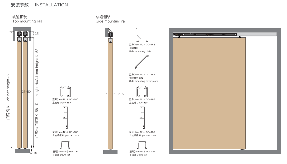 top mount sliding door hardware