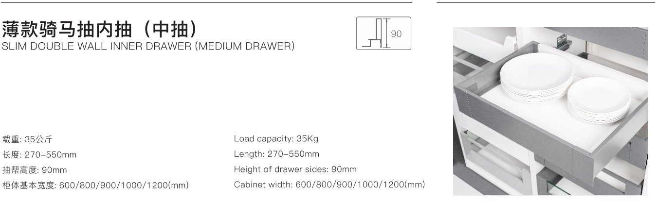 Double wall inner drawer